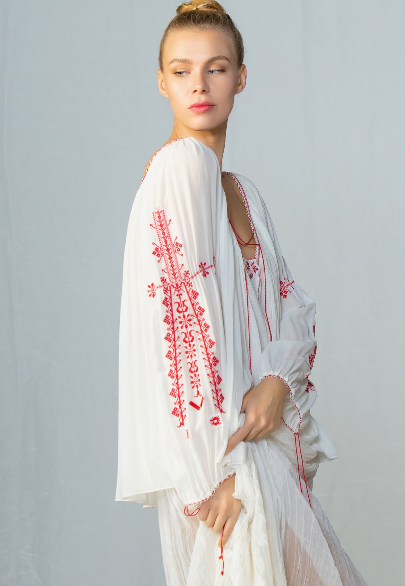 Silk blouse with embroidery